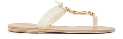 Shop Ancient Greek Sandals Iris Gold Sandals In Off White