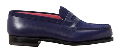 Shop Jm Weston Loafers Calf Box In Indigo