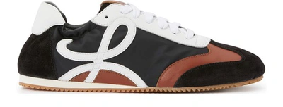 Shop Loewe Low-top Trainers In Black White Brown