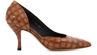 Shop Dries Van Noten Crocodile-effect Leather Pumps In Camel