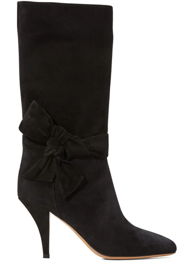 Shop Valentino Gavarani Sueded Leather Boots In Black