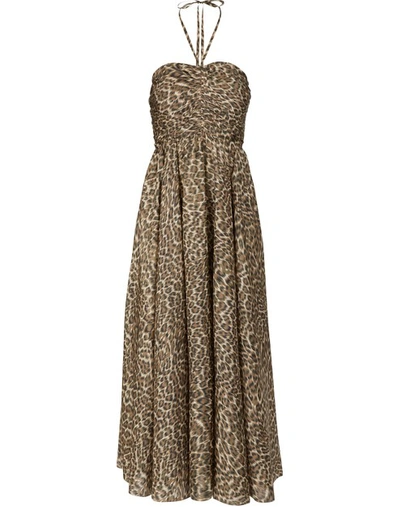 Shop Zimmermann Suraya Silk Dress In Khaki Leopard