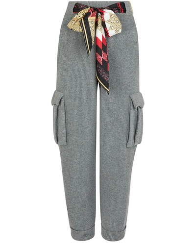 Shop Alanui Wool-cashmere Blend Trousers In Grey Melange