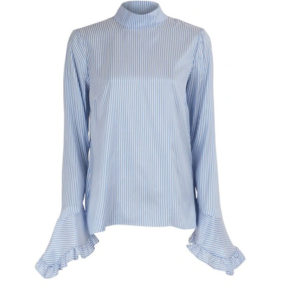 Shop Erdem Landsey Silk Blouse In Blue