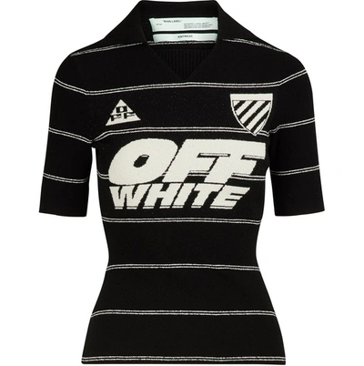 Shop Off-white Logo Polo Shirt In Black Ecru