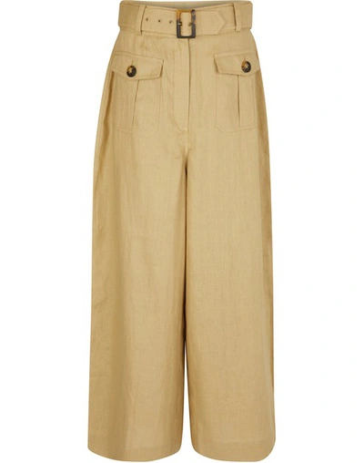 Shop Zimmermann Suraya Linen Trousers In Sand