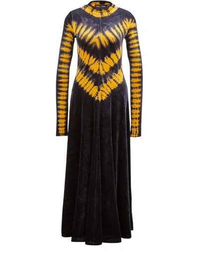Shop Proenza Schouler Long Tie-dye Dress In 12230 Black/marigold Stripe