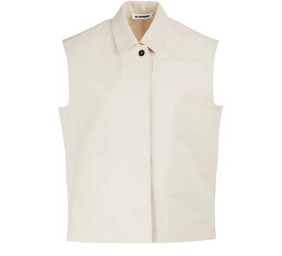 Shop Jil Sander Sleeveless Jacket In 280 - Open Beige