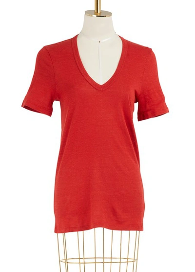 Shop Isabel Marant Étoile Kranger Linen T-shirt In Red