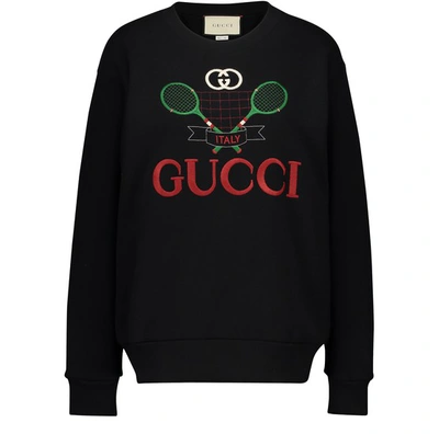 Shop Gucci Gg Tennis Sweatshirt In Black
