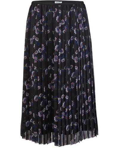 Shop Kenzo Pleated Midi-skirt In Black Passion Flower