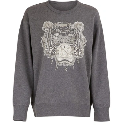 Shop Kenzo Cotton Tiger Sweatshirt In Dark Grey