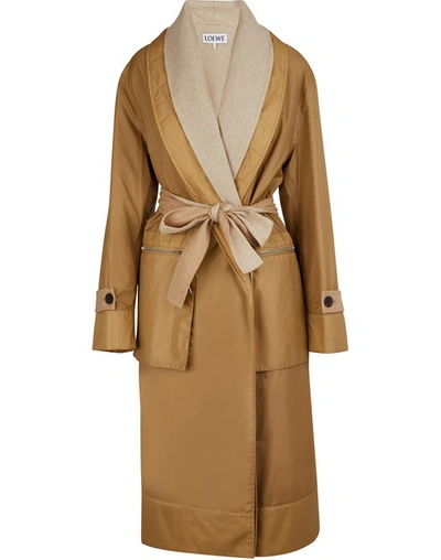 Shop Loewe Lined Coat In Camel/beige
