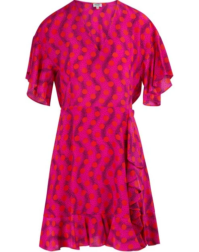 Shop Kenzo Polka Dot Mini Dress In Deep Pink