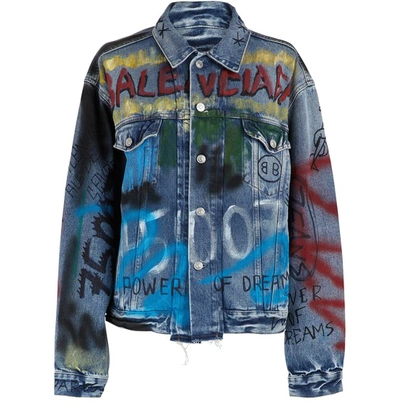 Shop Balenciaga Graffiti Denim Jacket