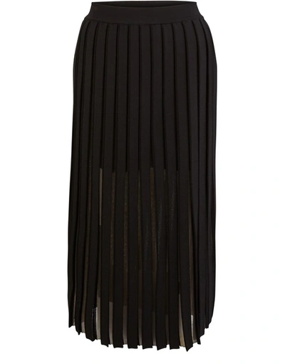 Shop Balmain Pleated Midi-skirt In 0pa Noir