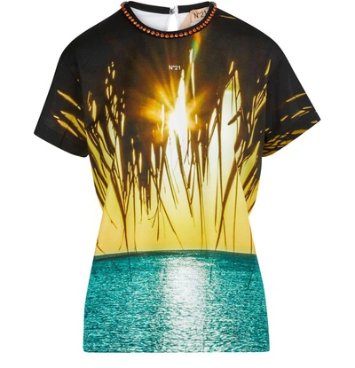 Shop N°21 Printed T-shirt In Print Yellow