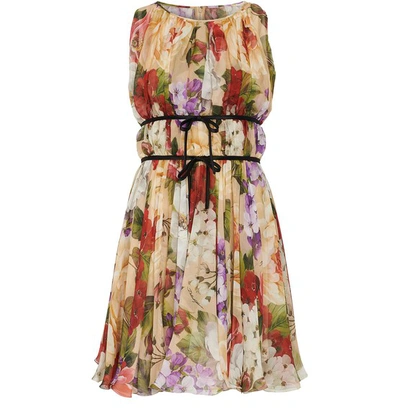 Shop Dolce & Gabbana Printed Dress In Beige Kaki