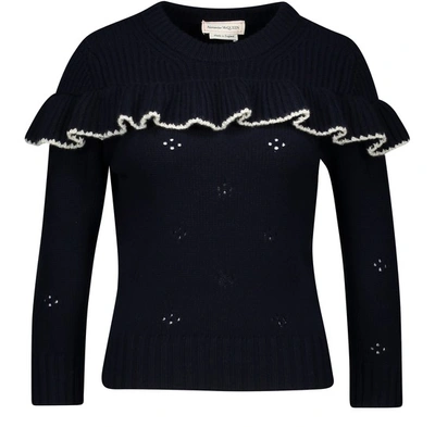 Shop Alexander Mcqueen Cashmere Jumper In 4035 - Navy/ivory