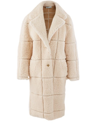 Shop Off-white Shearling Coat In Beige