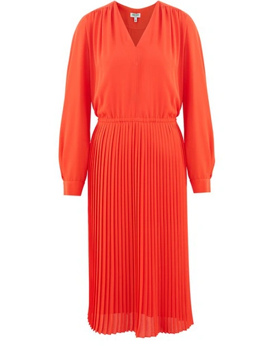 Shop Kenzo Pleated Midi-dress In Coral