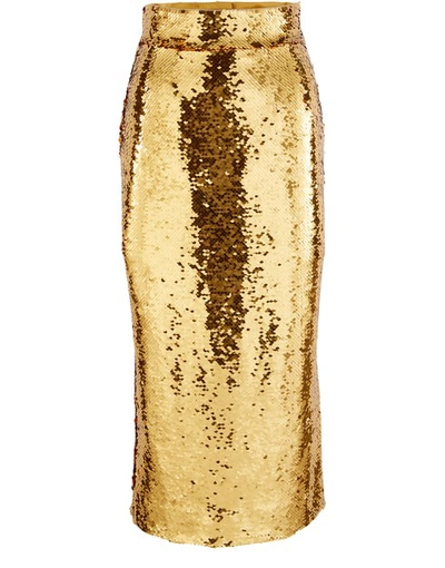 Shop Dolce & Gabbana Sequinned Skirt In Gold