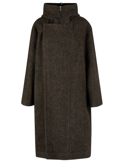 Shop Rick Owens Wool Parka In Dark Mud