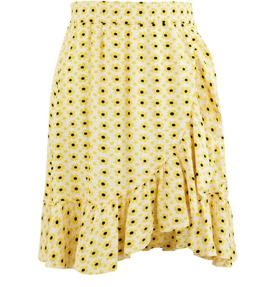 Shop Ganni Short Wrap Skirt In Maize