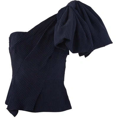 Shop Roland Mouret Toulon Silk Top In Midnight Blue