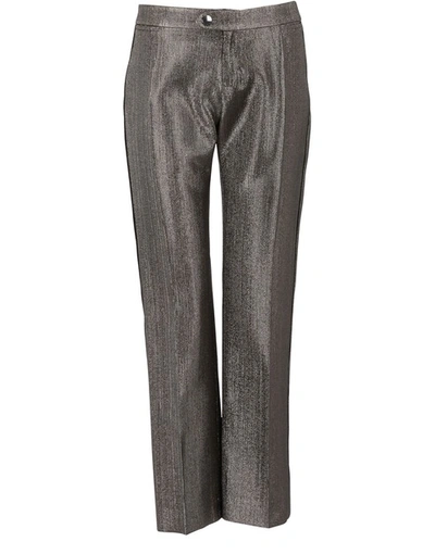 Shop Chloé Lamé Trousers In Greyish Brown