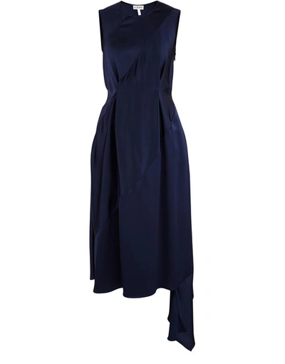 Shop Loewe Sleeveless Dress In Navy Blue