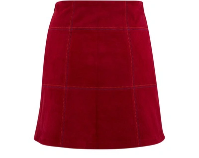 Shop Stouls Claire Leather Skirt In Fuxia