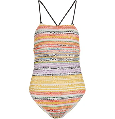 Shop Missoni Knit Swimsuit In Multi