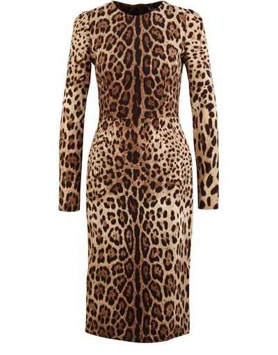 Shop Dolce & Gabbana Leopard Print Silk Dress