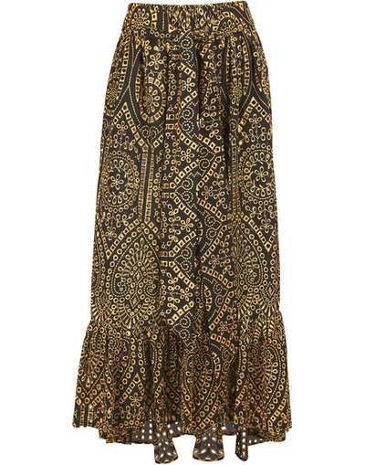 Shop Lisa Marie Fernandez Nicole Maxi Skirt In Black/gold Eyelet2019sp187 Bge