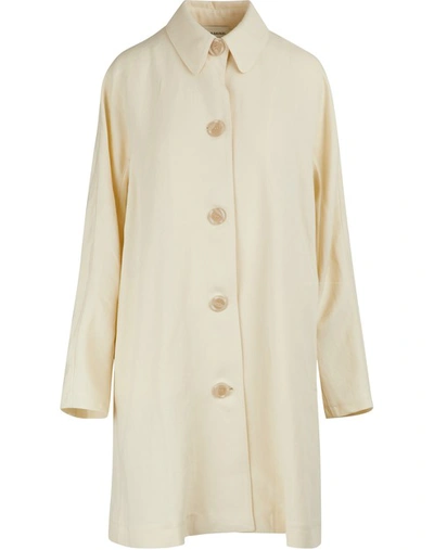Shop Mansur Gavriel Linen Coat In Creme