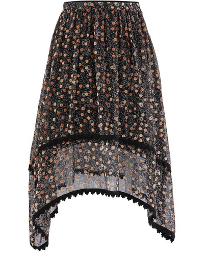 Shop See By Chloé Silk Blend Skirt In Multicolor Black 1