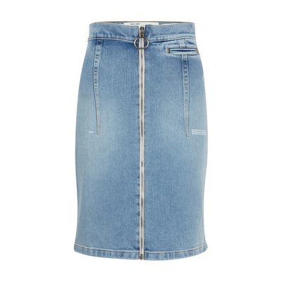 Shop Off-white High-waisted Denim Skirt In Medium Blue