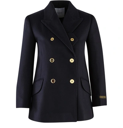 Shop Patou Double-breasted Jacket In Navy