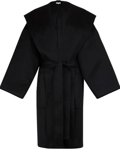 Shop Loewe Coat With Hood In Black