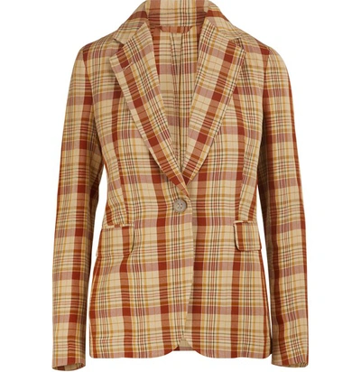 Shop Acne Studios Checked Jacket In Brown/yellow