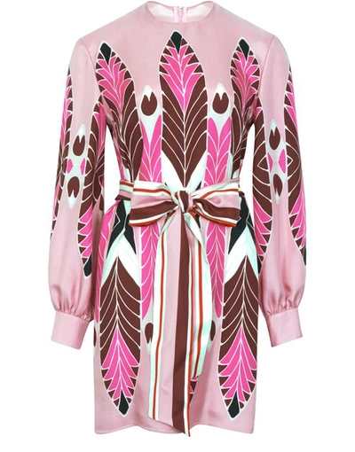 Shop Valentino Printed Dress In Rose Multicolor