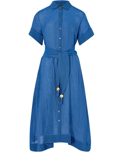 Shop Lisa Marie Fernandez Linen Maxi Dress In Moroccan Blue