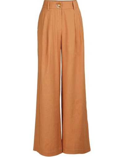 Shop Rejina Pyo Eddie Linen Blend Pants In Viscose Linen Sienna