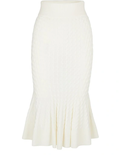 Shop Alexander Mcqueen Wool Pencil Skirt In 9004 - Ivory