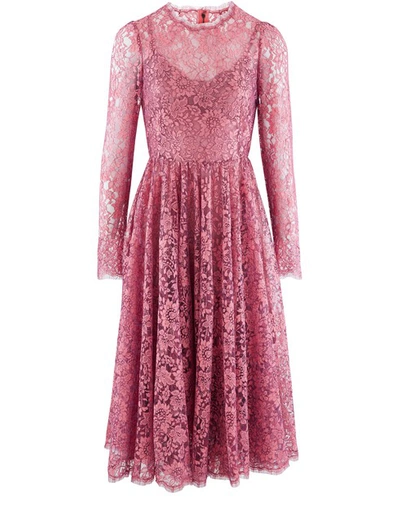 Shop Dolce & Gabbana Midi Dress In Medium Fushia