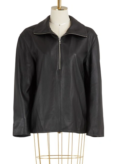 Shop Officine Generale Alexa Leather Top In Black