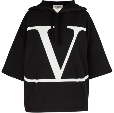 Shop Valentino Hooded Sweatshirt In Nero Bianco