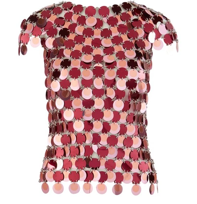 Shop Rabanne Sparkle Top In Burgundy