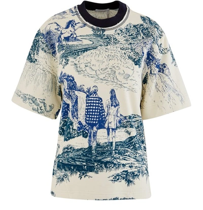 Shop Chloé Printed T-shirt In White - Blue 1